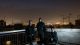Die drei Bandmitglieder von Sworr. auf einem Dach in Athen in der Nacht.